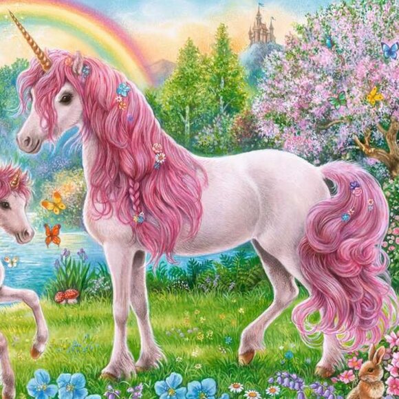 New sealed Ravensburger 100XXL Puzzle-Magical Unicorns w/Coloring  booklet - Picture 9 of 16